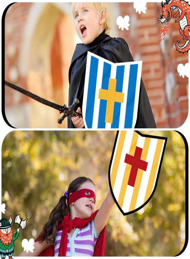 ReliThick 36 Pcs Blank Paper Shields for Kids DIY Cardboard Shields Craft to Decorate with Handles for Markers Crayons Paint Party Gift Dramatic Play Castle Activities - Image 5